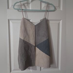 Ecru Lab Colorblock Suede Spaghetti Strap Cami Top in Neutral Tones - Size S